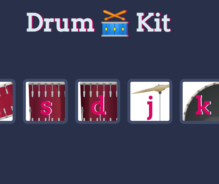 A screenshot of the drum kit website.