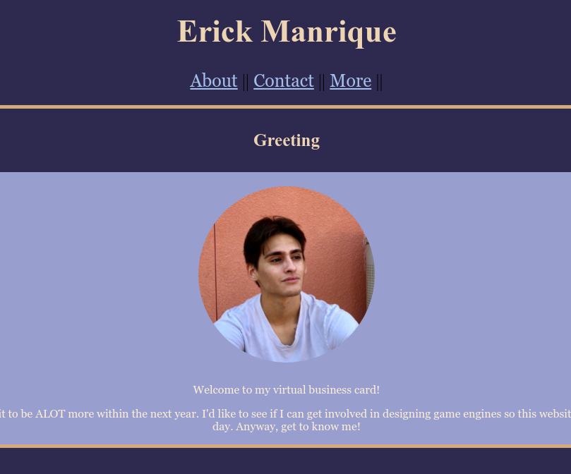 A screenshot of Erick Manrique's Business Card